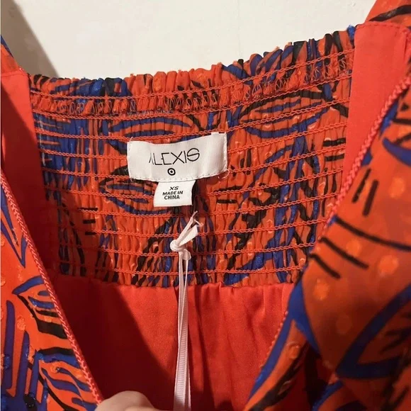 NWT ALEXIS for Target - Size XS - Tropical Leaf Tie Strap Asymmetrical Hem Dress - Picture 7 of 11